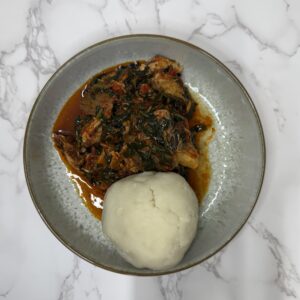 Pounded Yam and Efo Riro
